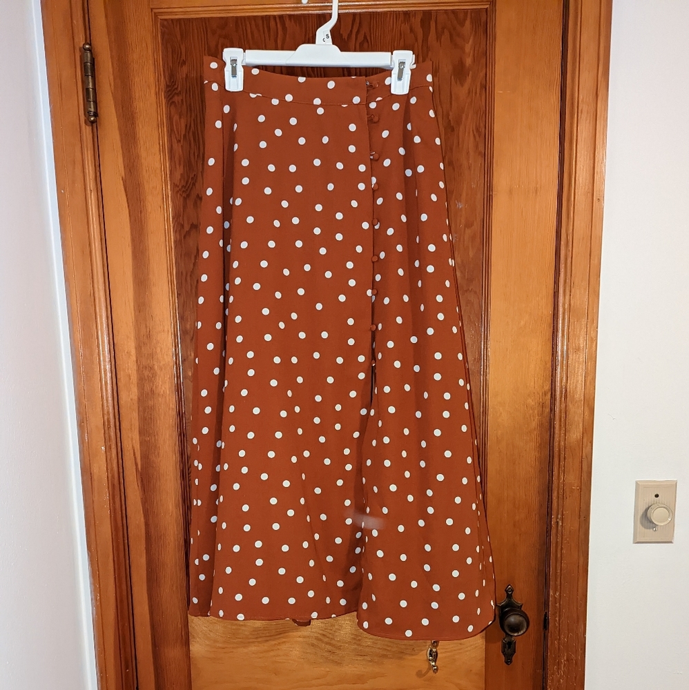 A New Day • Rust Polka Dot Skirt • M
